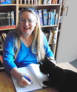Rayne Hall with her cat, Sulu